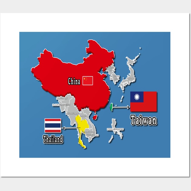 where is taiwan world map | taiwan location map_not Thailand and China_blue Wall Art by jessie848v_tw